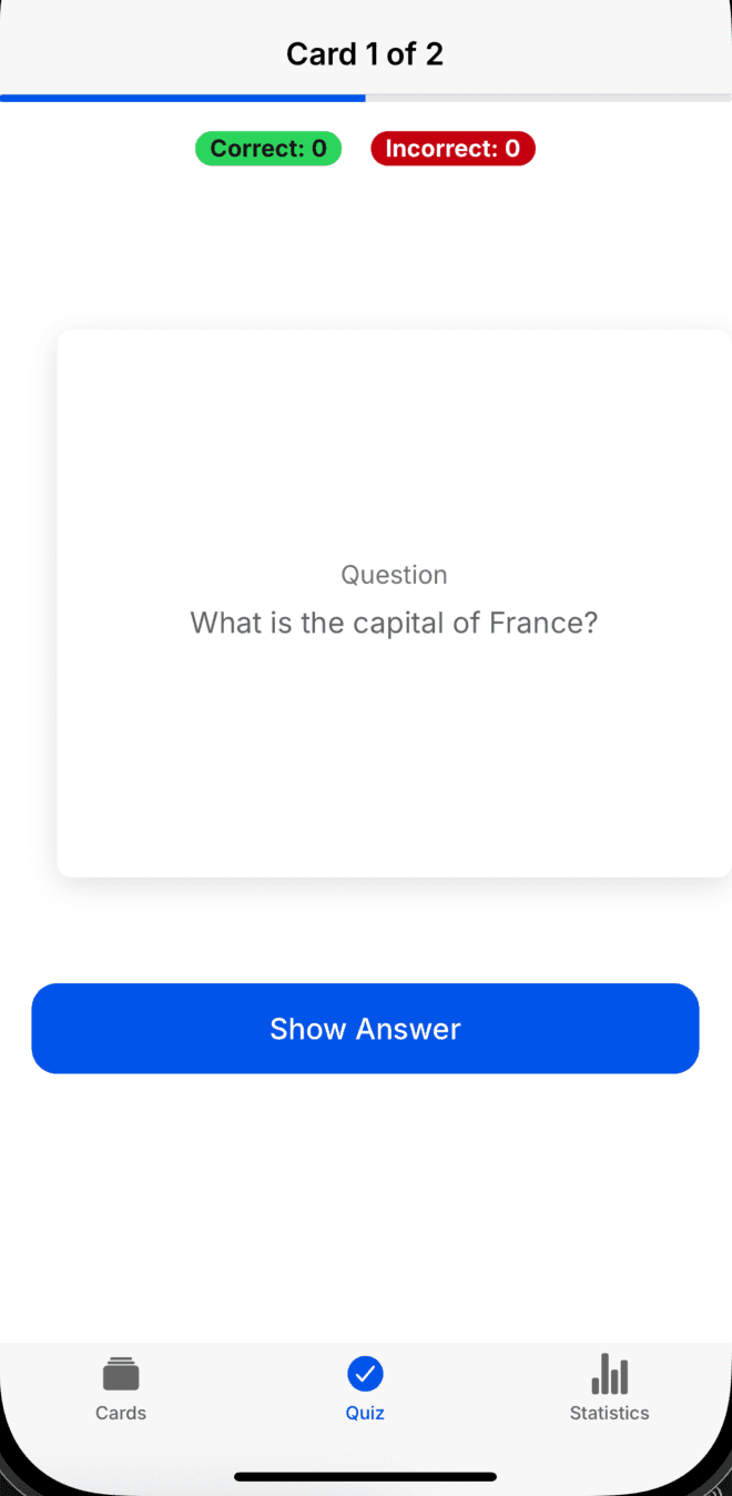 Flashcard Learning App Mockup 3