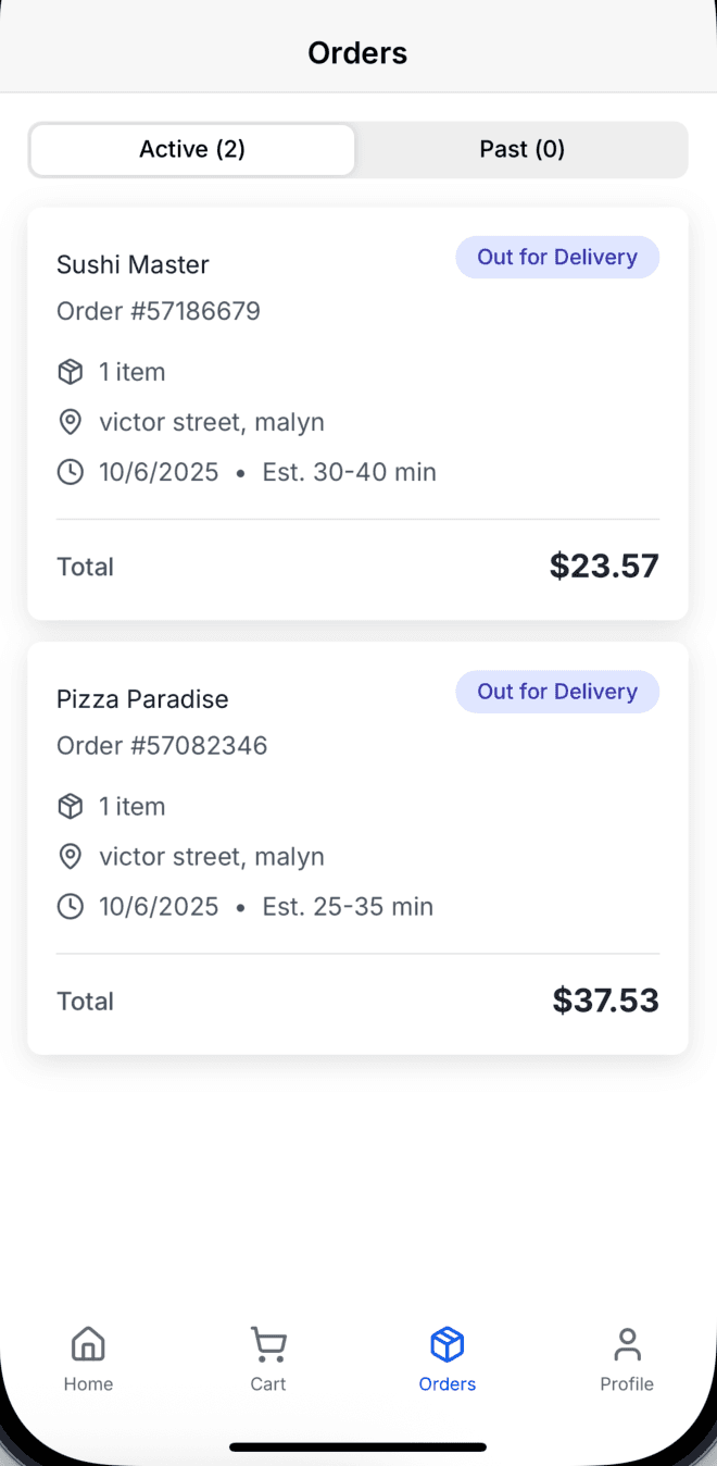 Food Delivery App Mockup 2