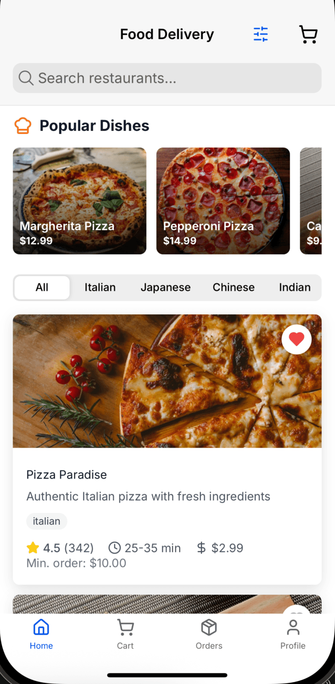 Food Delivery App Mockup 3