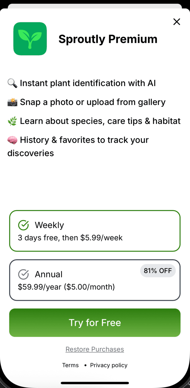 AI Plant Identifier App Mockup 3